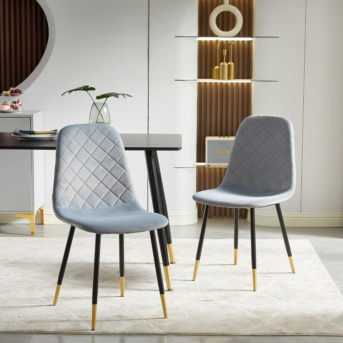Velvet Dining Chairs Kitchen Plain Color Chair Upholstered Side Stools