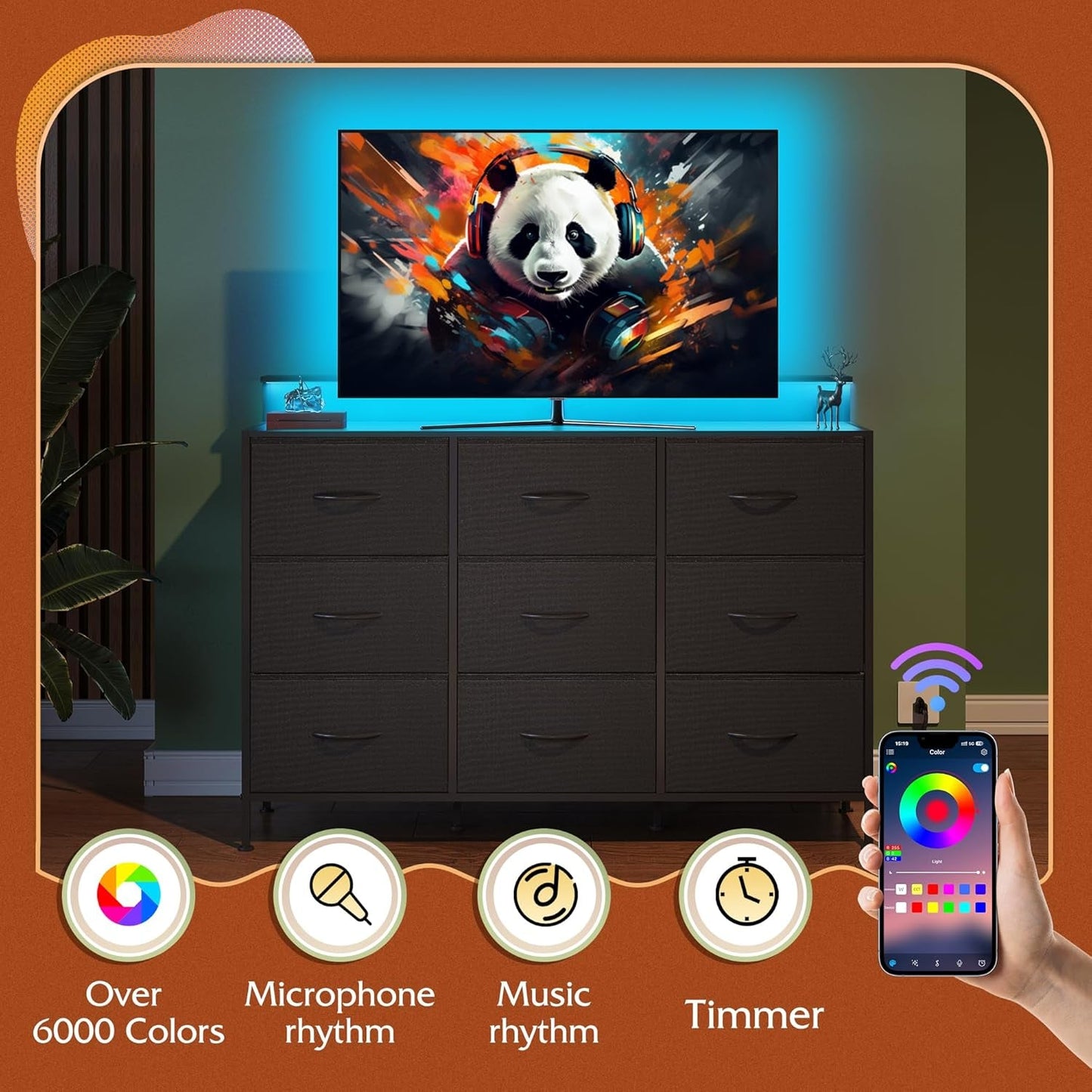 Dresser TV Stand for 55 Inch, Led Dresser for Bedroom, Black Dressers