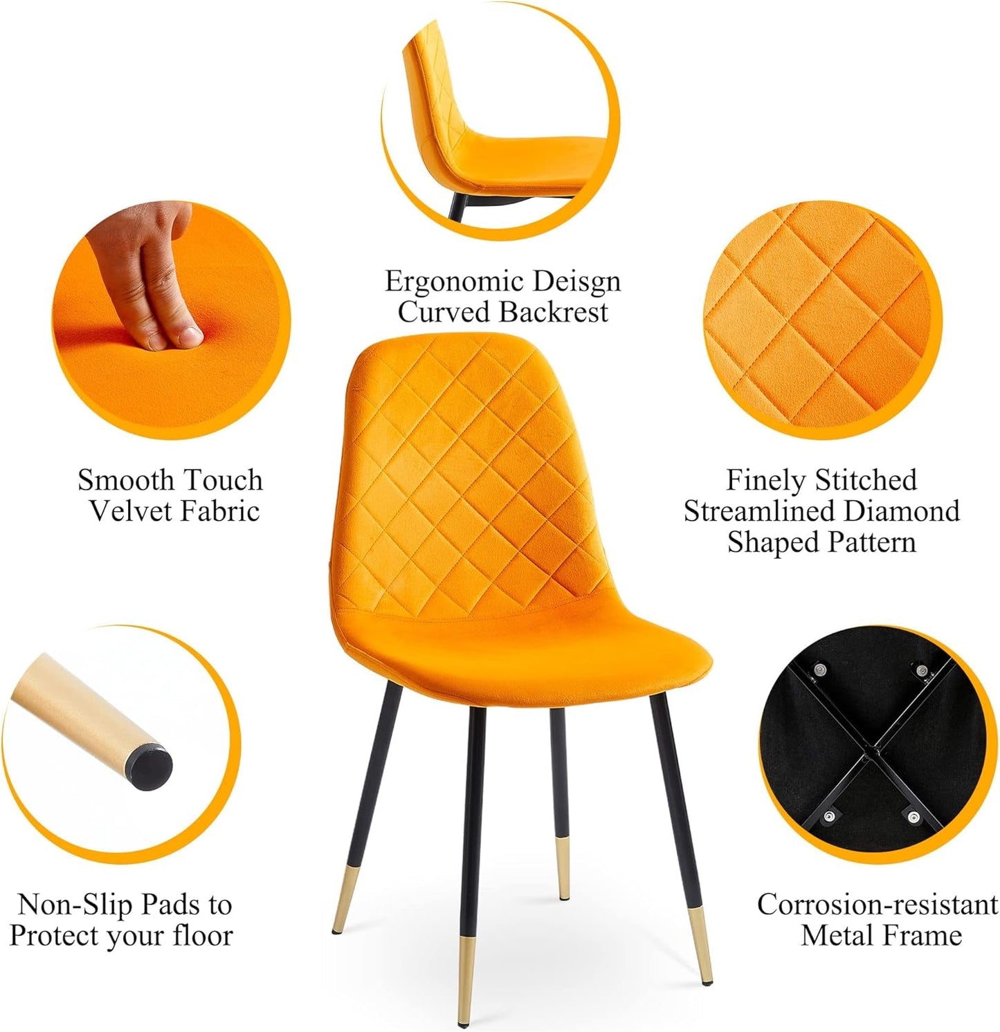 Velvet Dining Chairs Kitchen Plain Color Chair Upholstered Side Stools