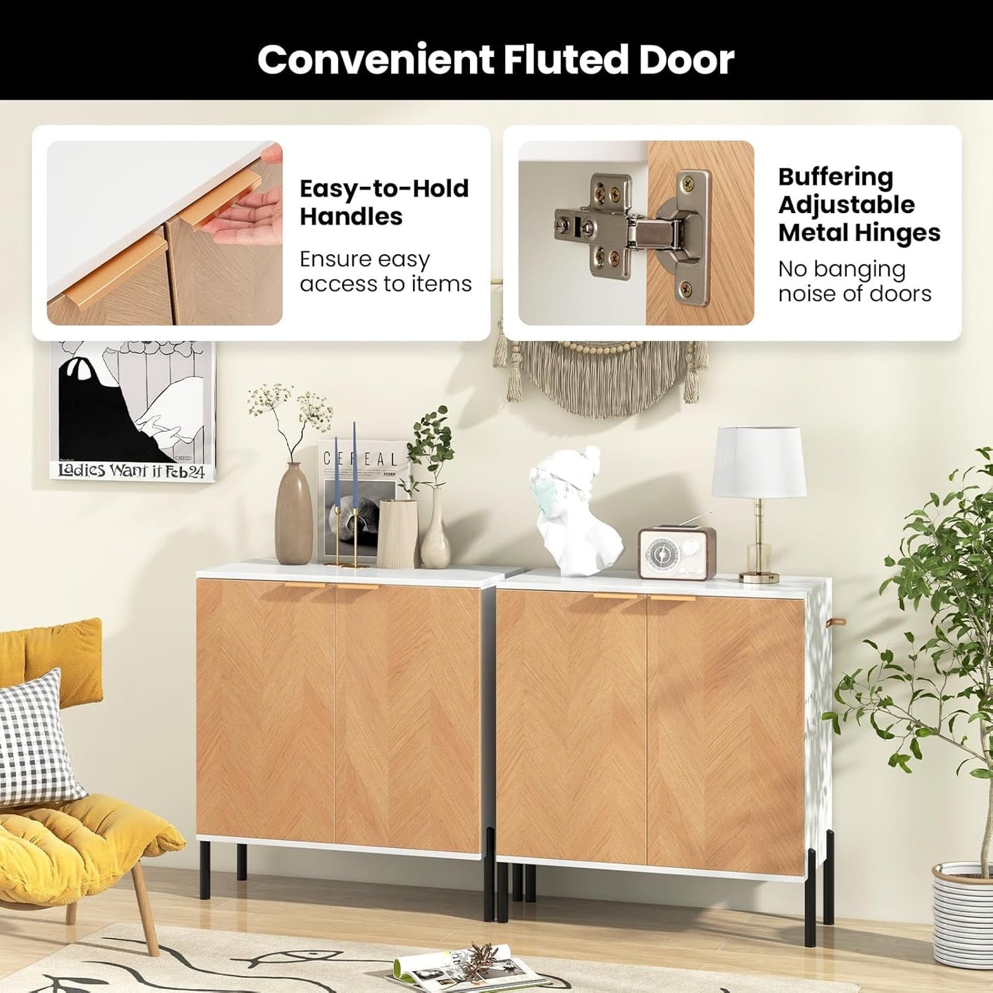 Buffet Cabinet with Storage, 2-Door Kitchen Sideboard with Storage