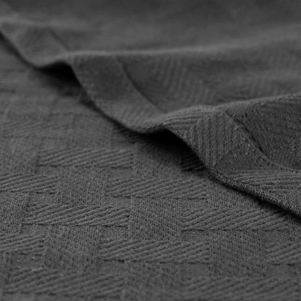 50" X 60" Charcoal Cotton Basketweave Geometric Throw Blanket