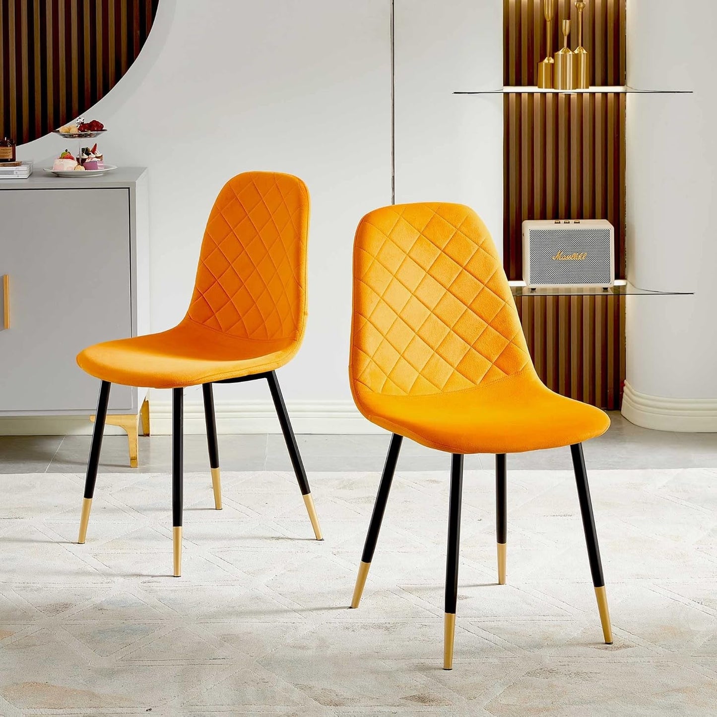 Velvet Dining Chairs Kitchen Plain Color Chair Upholstered Side Stools