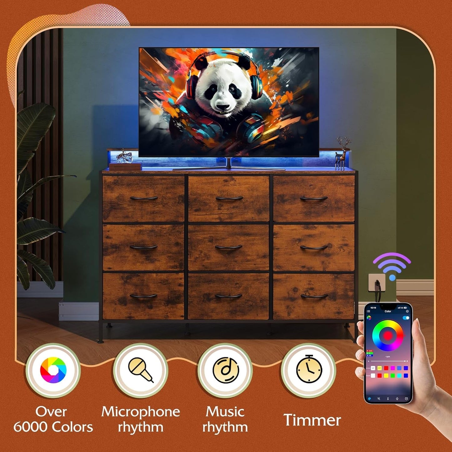 Dresser TV Stand for 55 Inch, Led Dresser for Bedroom, White Dresser