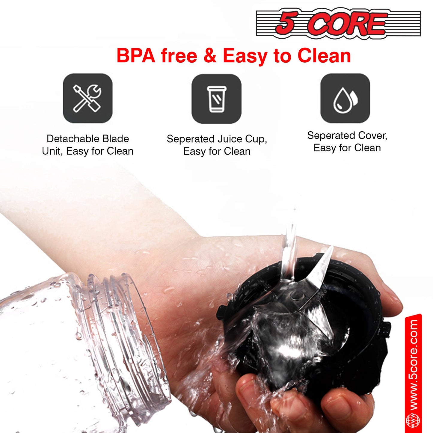 5Core Portable Personal Blender for Kitchen 20Oz Capacity 160W