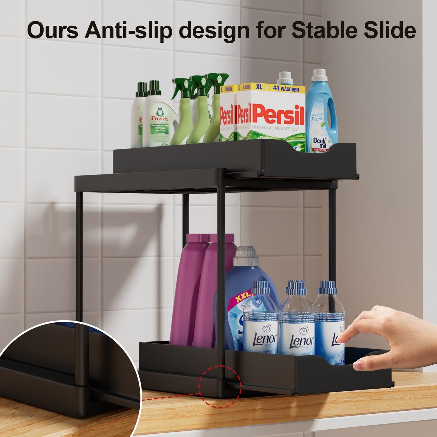 Space-Saving Pull-Out Double Layer Under Sink Organizer