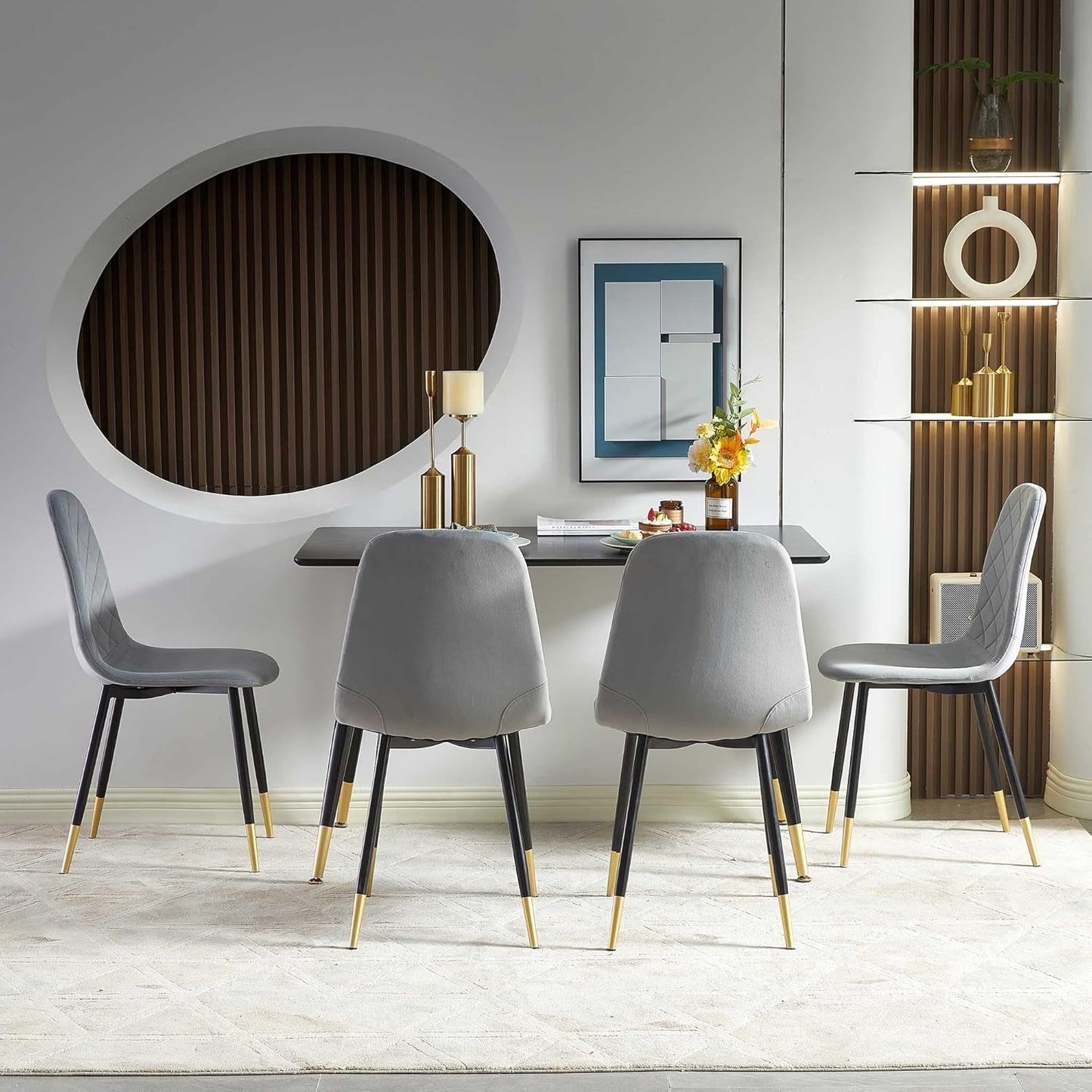 Velvet Dining Chairs Kitchen Plain Color Chair Upholstered Side Stools