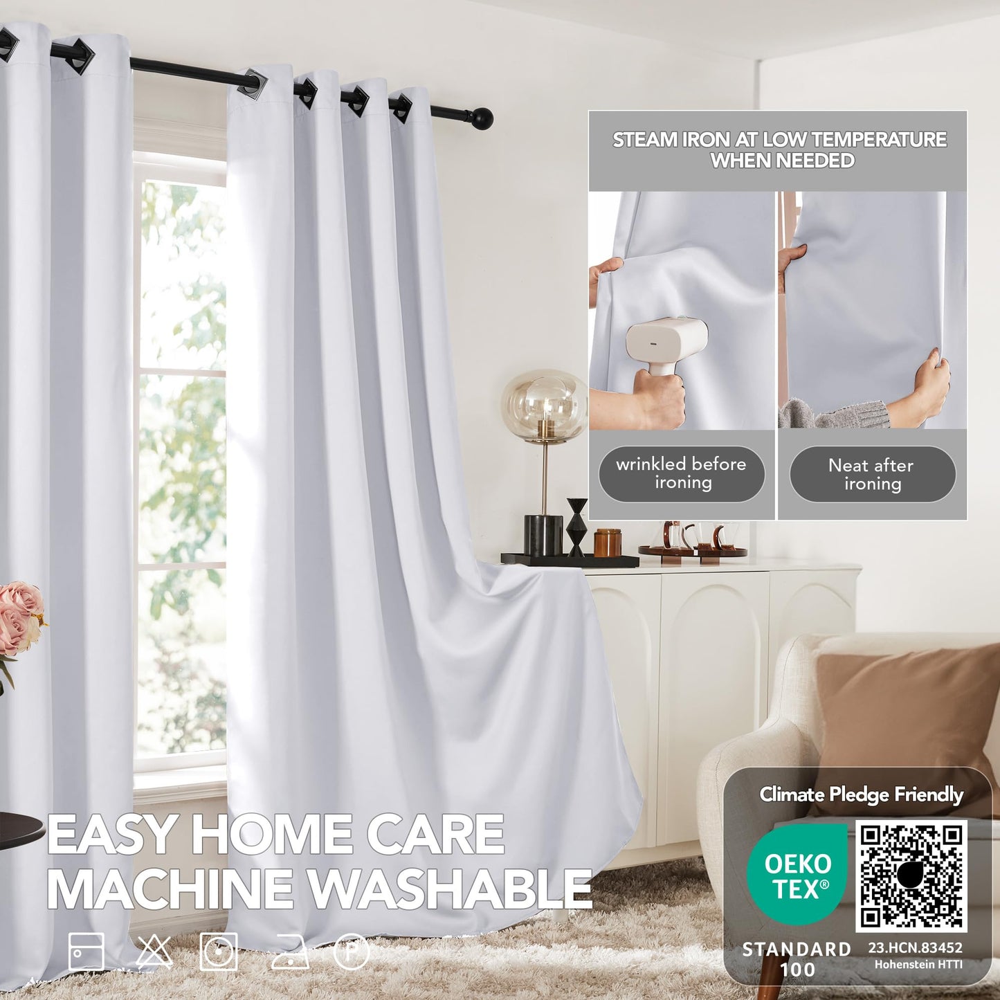 Room Darkening Thermal Blackout Curtains, 2 Panels