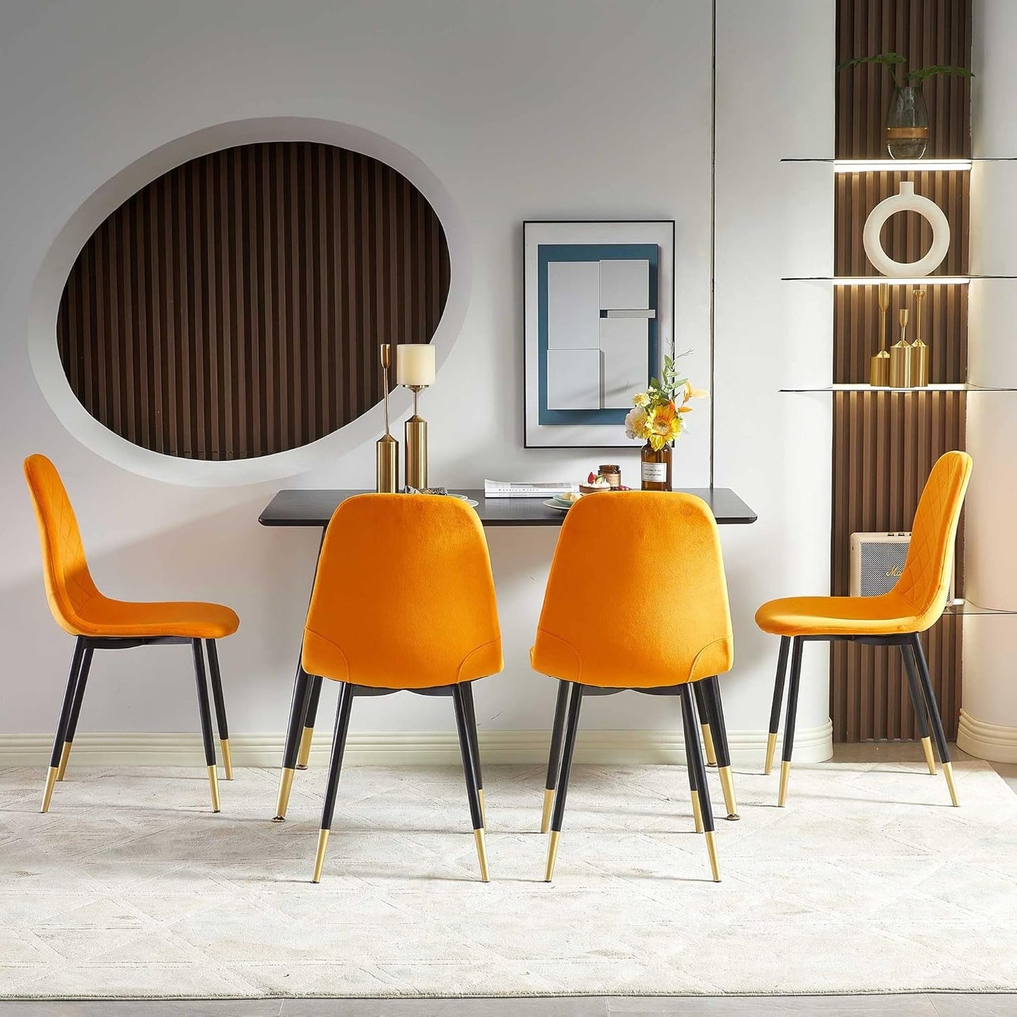 Velvet Dining Chairs Kitchen Plain Color Chair Upholstered Side Stools
