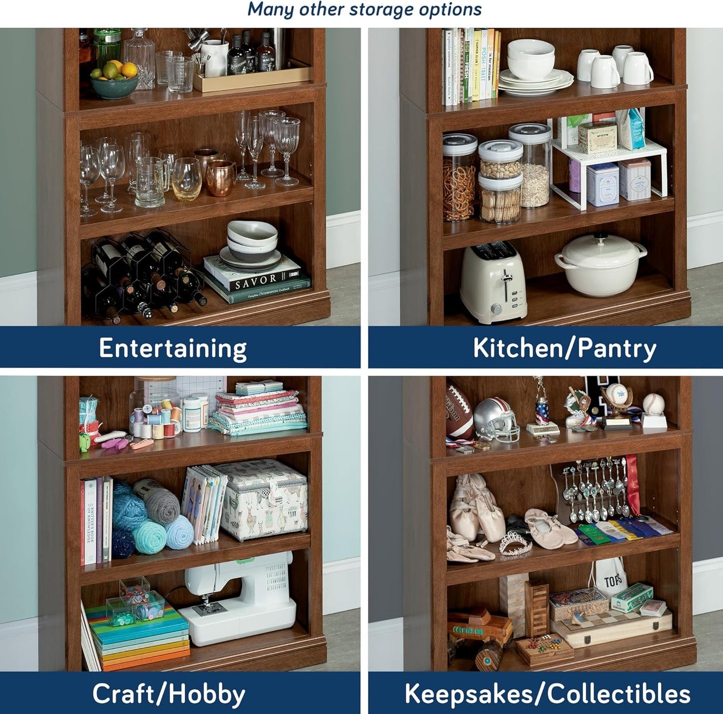 Miscellaneous Storage 5 Split Bookcase/Book Shelf, L: 35.28" X W: