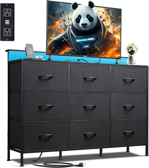 Dresser TV Stand for 55 Inch, Led Dresser for Bedroom, Black Dressers