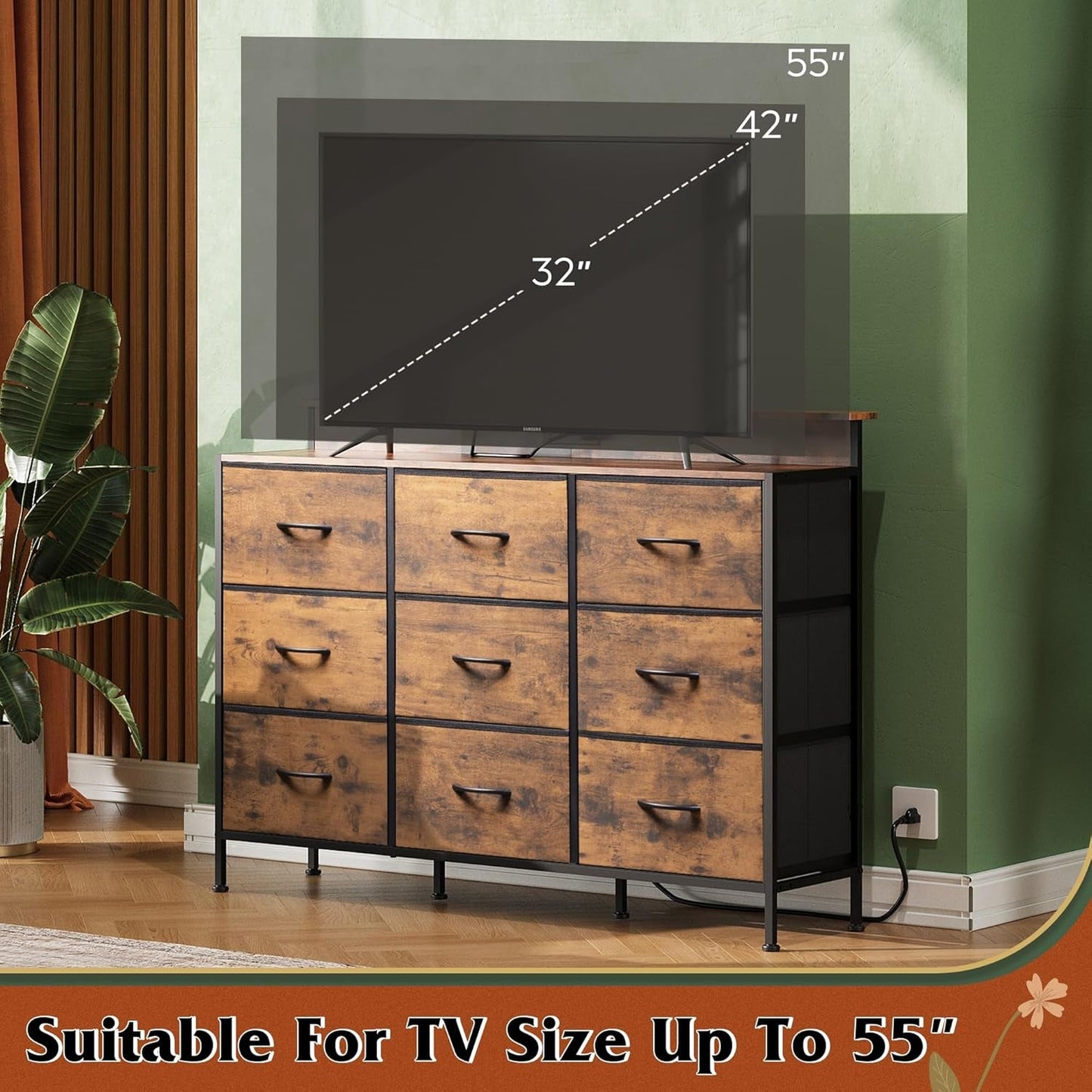 Dresser TV Stand for 55 Inch, Led Dresser for Bedroom, White Dresser