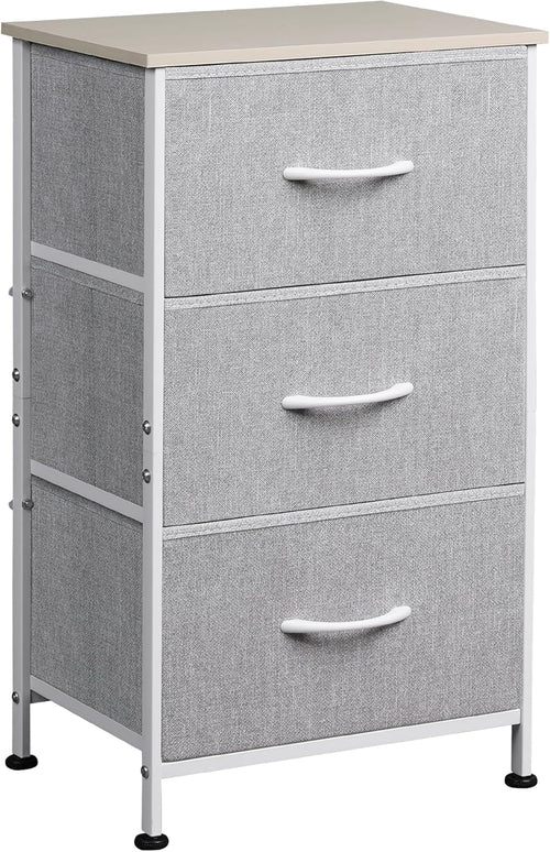 Nightstand with 3 Drawers, Fabric Dresser, Organizer Unit, Storage