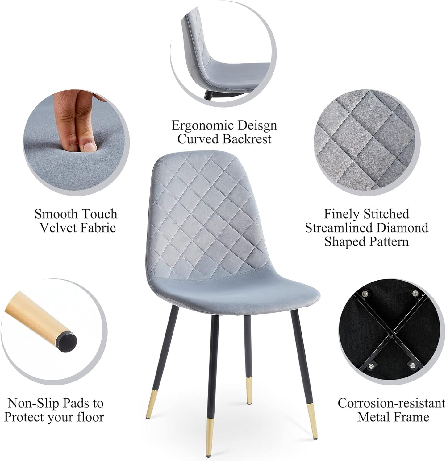 Velvet Dining Chairs Kitchen Plain Color Chair Upholstered Side Stools