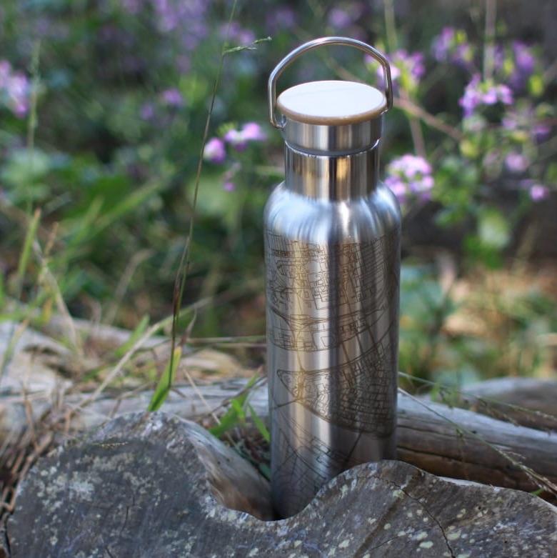 Irving - Texas Map Bottle with Bamboo Top