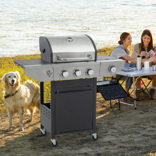 Propane Grill 3 Burner Barbecue Grill Stainless Steel Gas Grill With