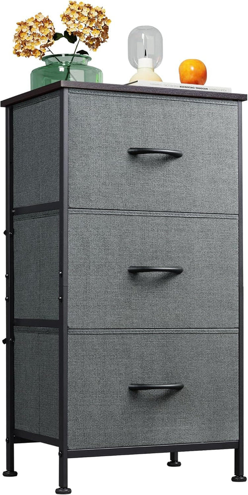 Dresser with 3 Drawers, Fabric Nightstand, Organizer Unit, Storage