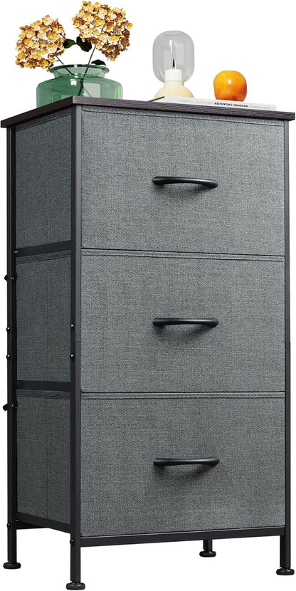Dresser with 3 Drawers, Fabric Nightstand, Organizer Unit, Storage