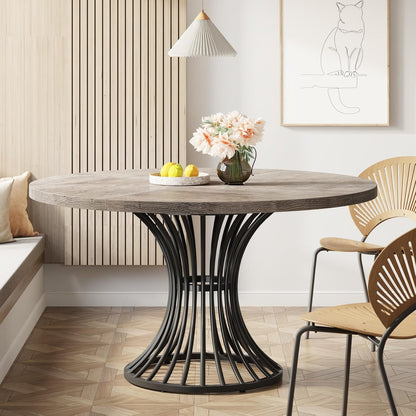 round Dining Table for 4-6 People, 47-Inch Farmhouse Dinning Room