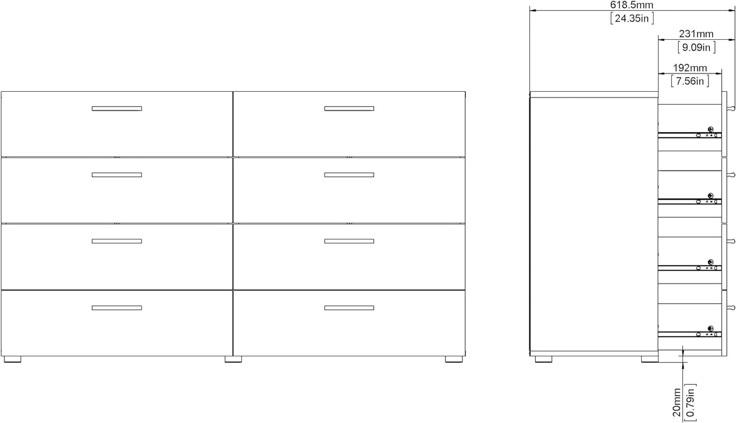 Black 8-Drawer Dresser for Bedroom
