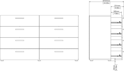 Black 8-Drawer Dresser for Bedroom