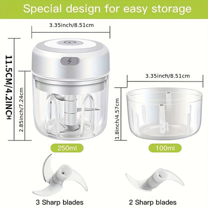 Compact Electric Garlic  Vegetable Chopper 250ml USB Grinder