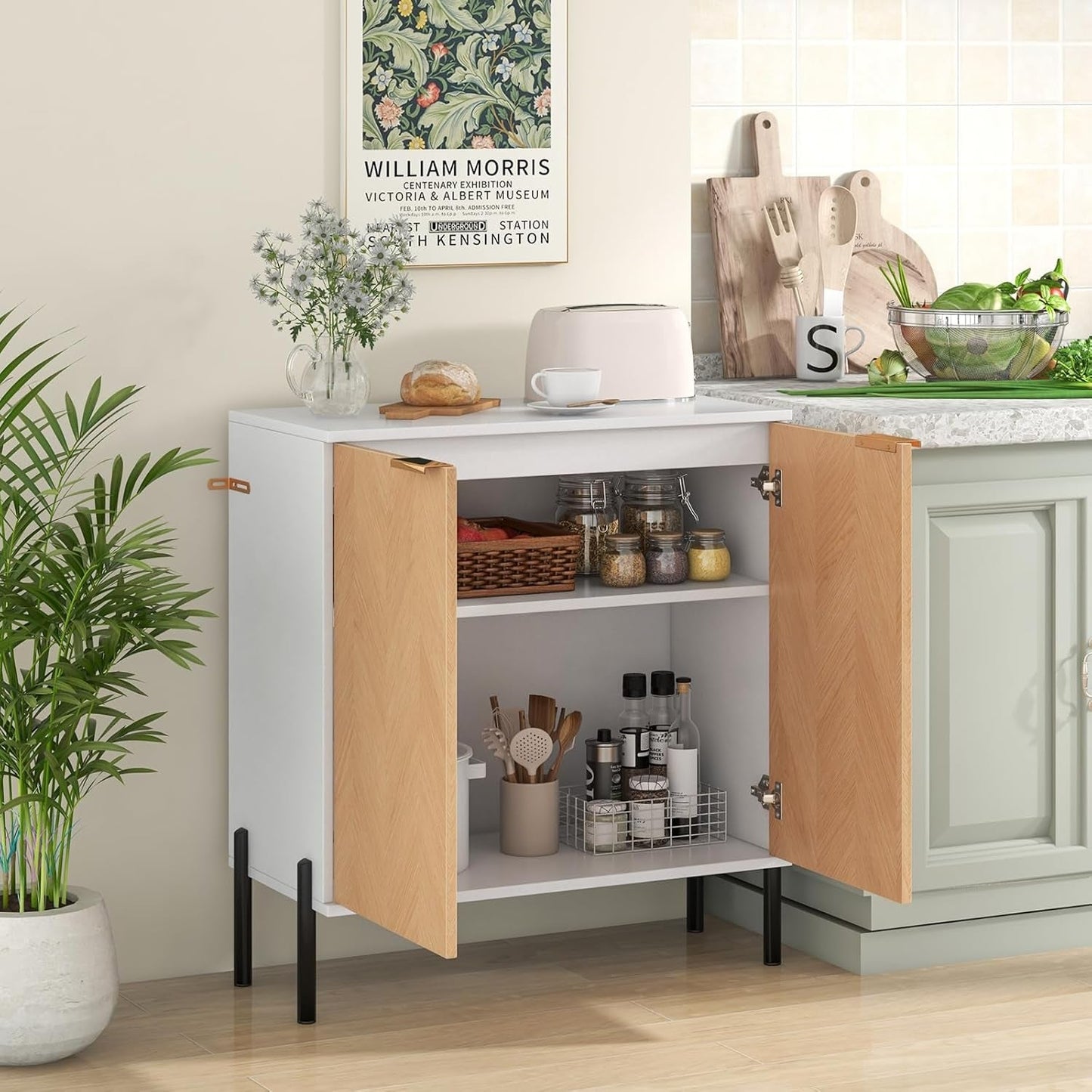 Buffet Cabinet with Storage, 2-Door Kitchen Sideboard with Storage