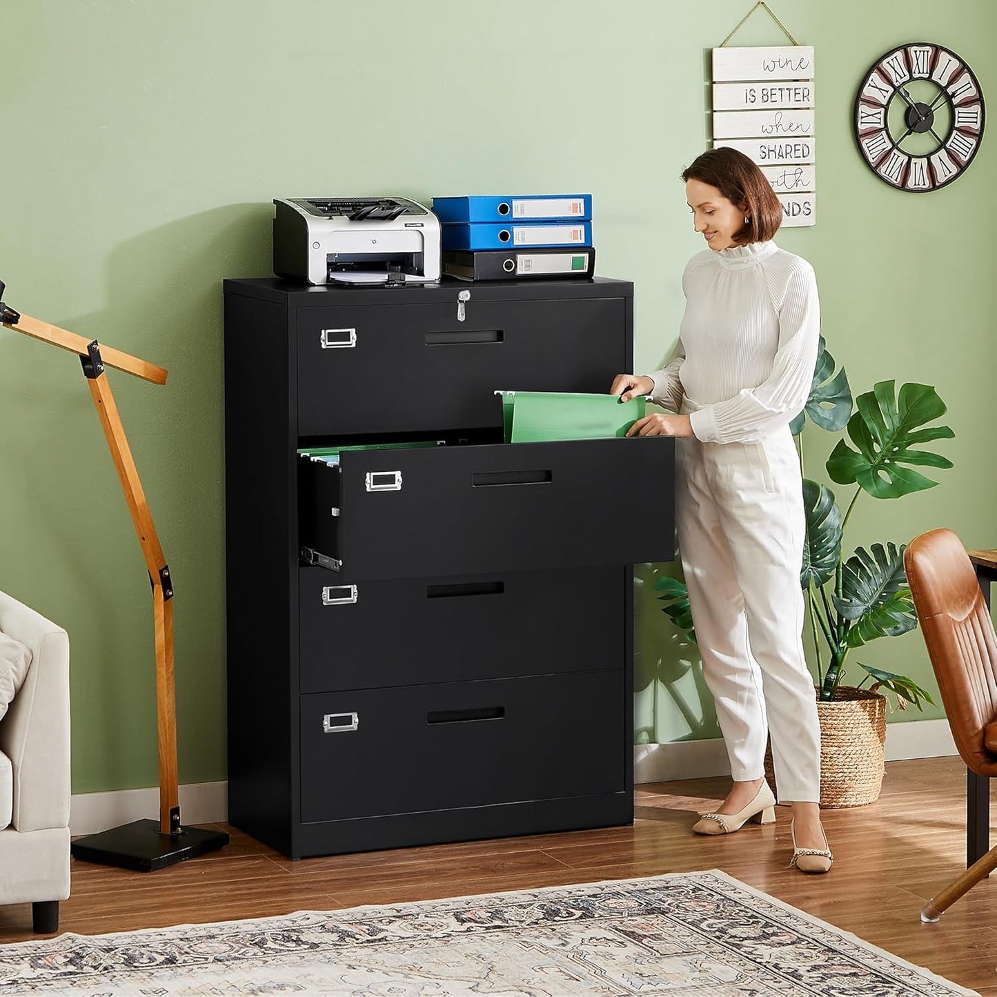 File Cabinets,4 Drawer Metal Lateral Filing Organization Storage