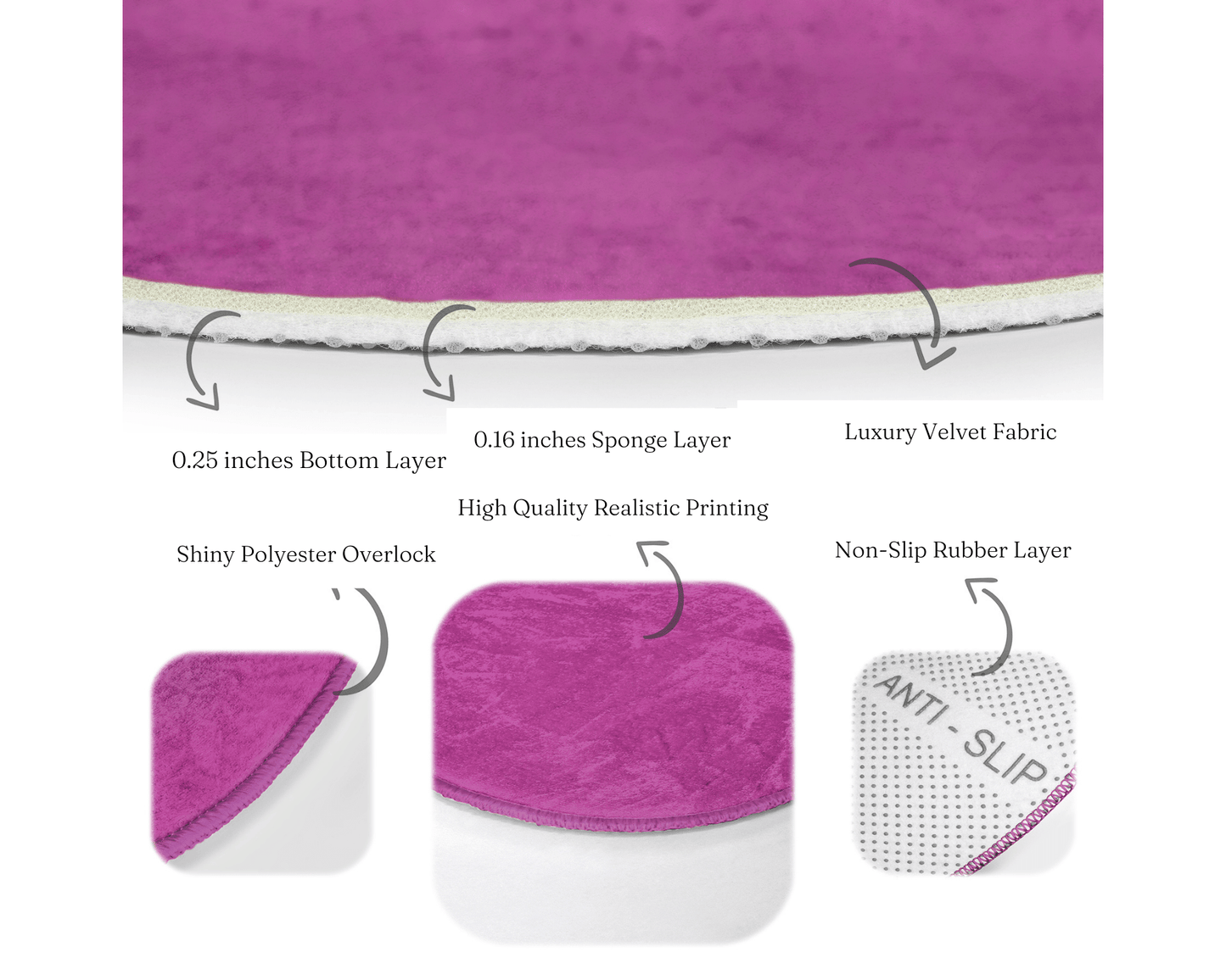 Purple Round Rug, Living Room Decoration Circle Carpet, Bedroom Floor