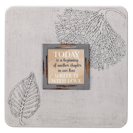Impressed Leaf Stone Photo Frame