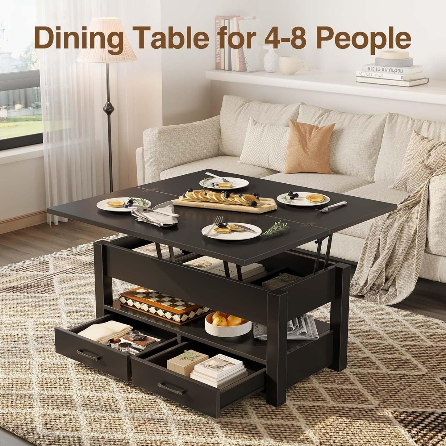 Coffee Table Lift Top, Multi-Function Convertible Coffee Table with