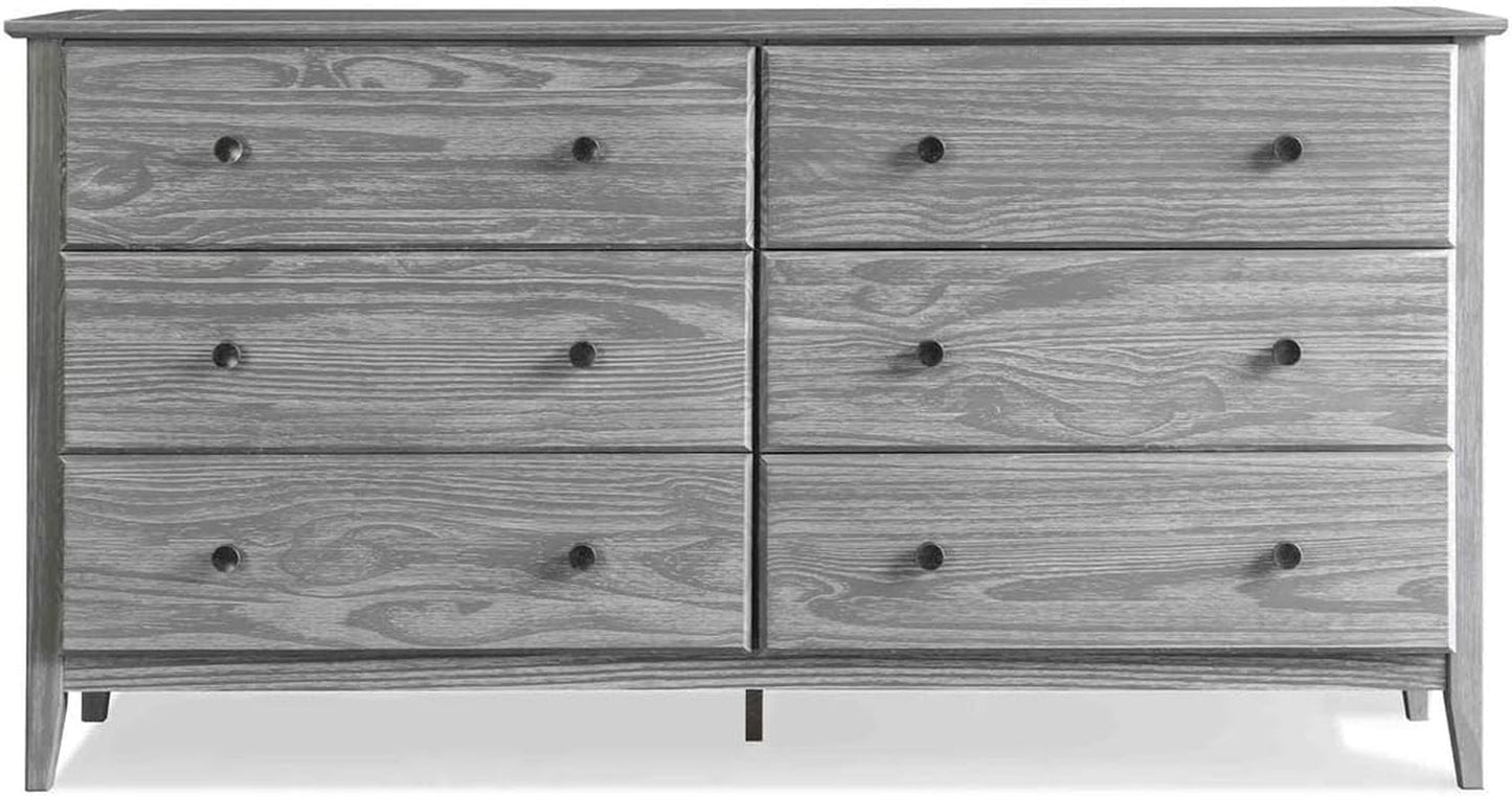 Greenport 6-Drawer Bedroom Dresser, Solid Wood with a Brushed White
