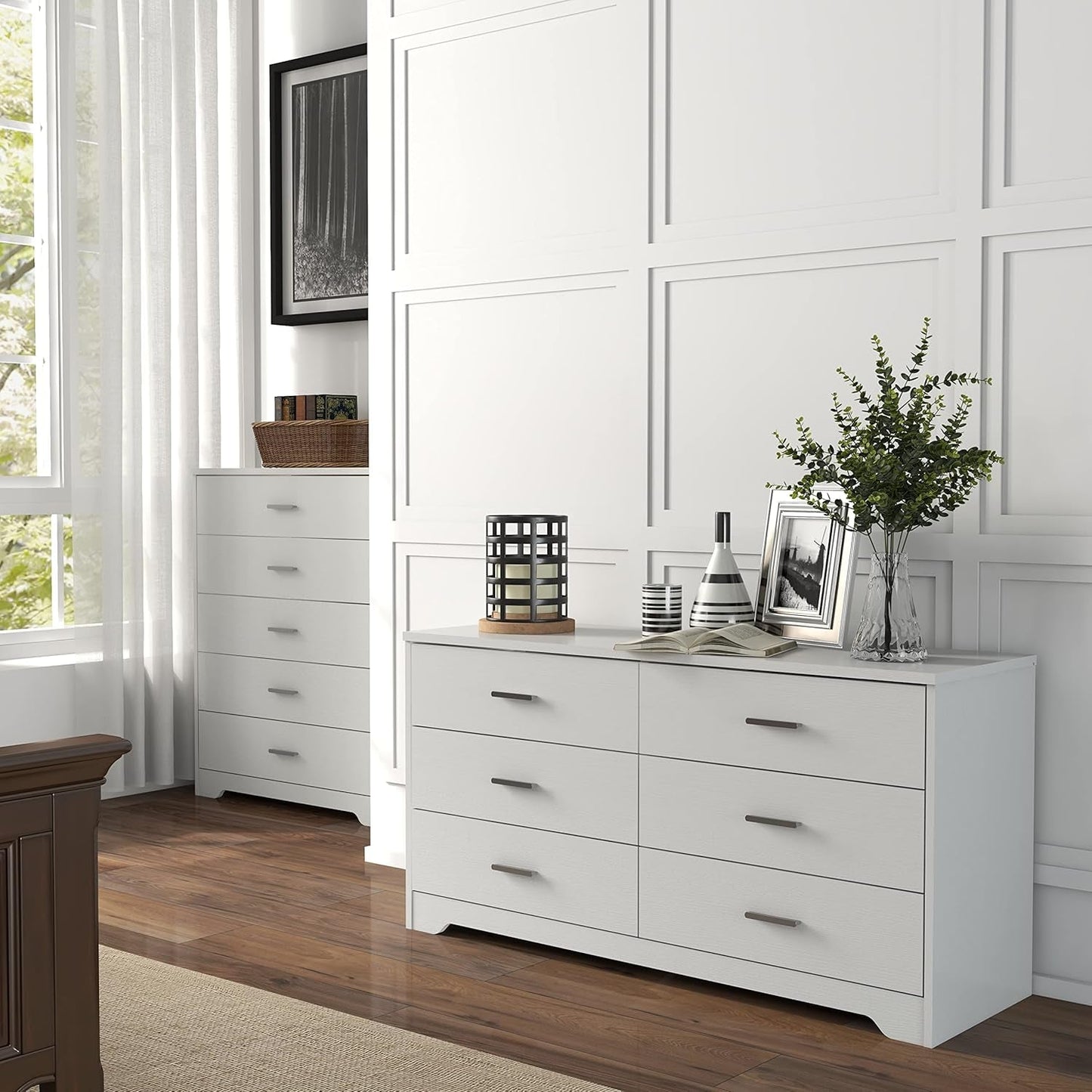 Dresser for Bedroom with 5/6 Drawers, Wooden Chest of Drawers, Storage
