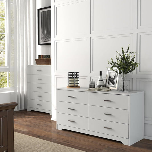 Dresser for Bedroom with 5/6 Drawers, Wooden Chest of Drawers, Storage