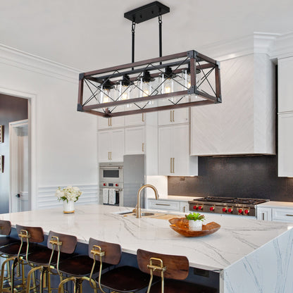 5-Light Retro Farmhouse Chandelier For Kitchen, Living room, Dining