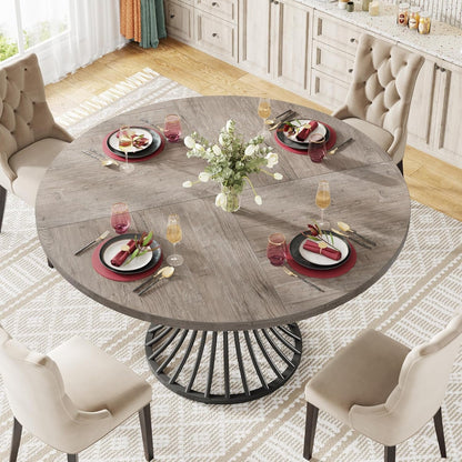 round Dining Table for 4-6 People, 47-Inch Farmhouse Dinning Room