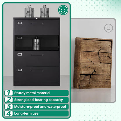 File Cabinets,4 Drawer Metal Lateral Filing Organization Storage