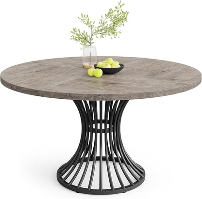 round Dining Table for 4-6 People, 47-Inch Farmhouse Dinning Room