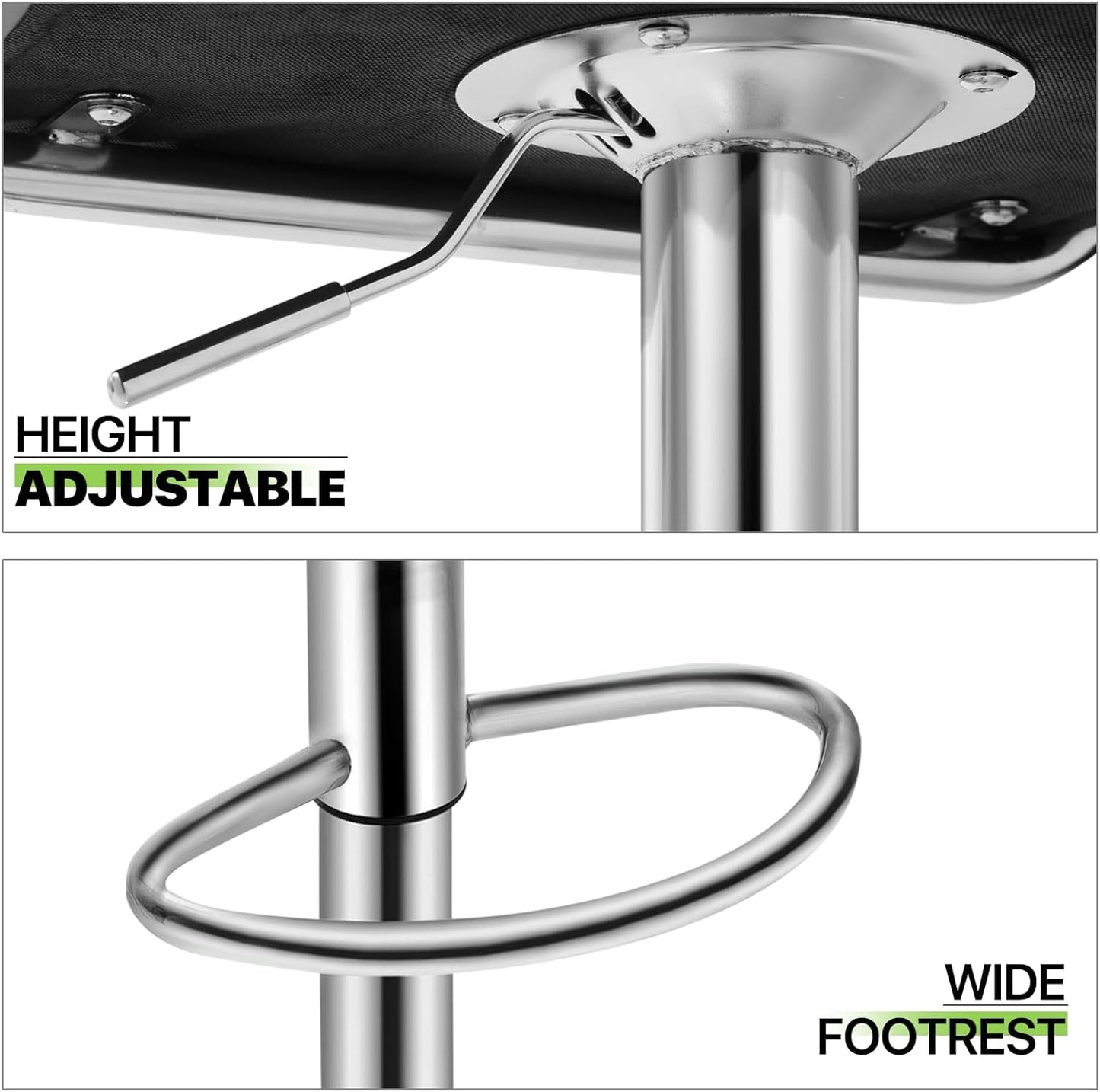 Bar Stools Set of 2 for Kitchen Counter, Height Adjustable Swivel PU
