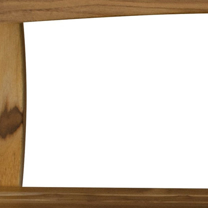 Rectangular Teak Shower Bench With Shelf And Handles In Naturalfinish
