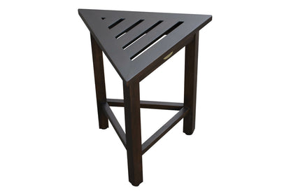 17" Dark Brown Teak Corner Shower Bench