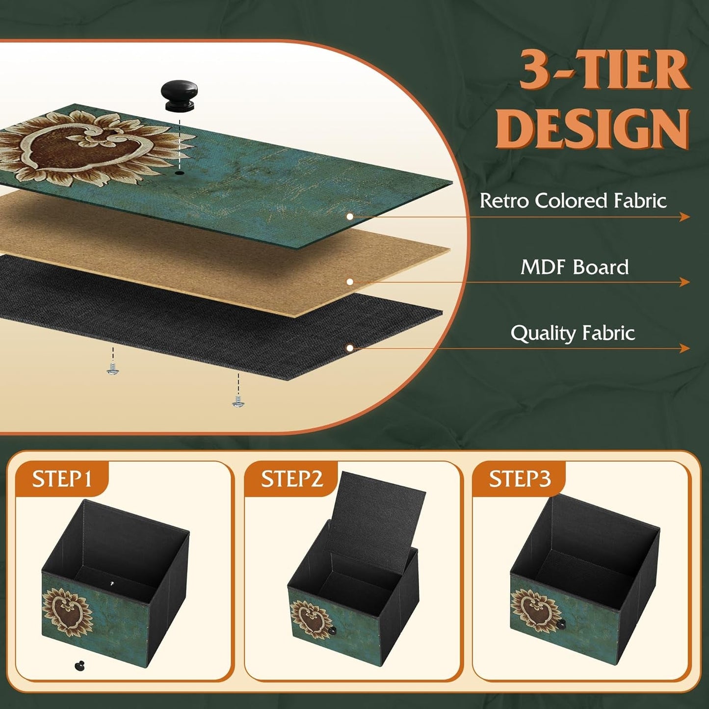 Dresser for Bedroom with 5 Drawers, Wide Chest of Drawers, Fabric