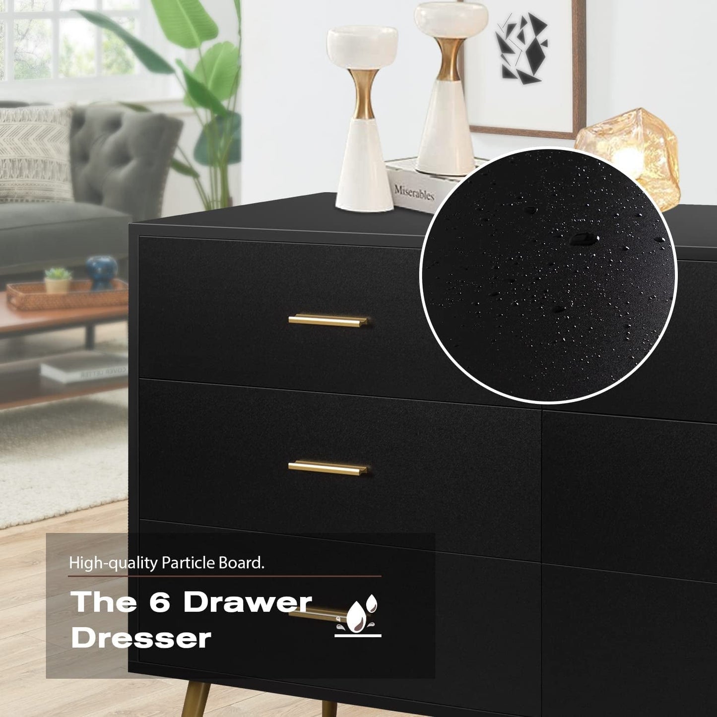 Modern Wood Dresser with Wide Drawers