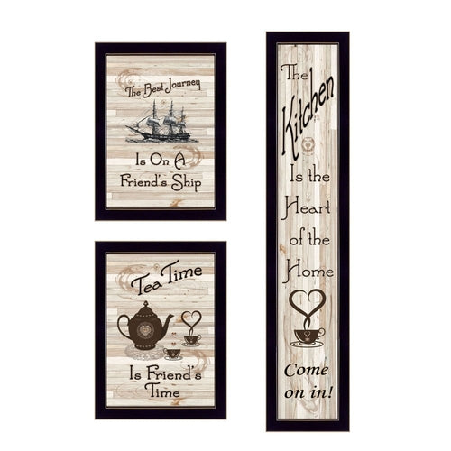 Set Of Three The Kitchen Collection II 2 Black Framed Print Kitchen