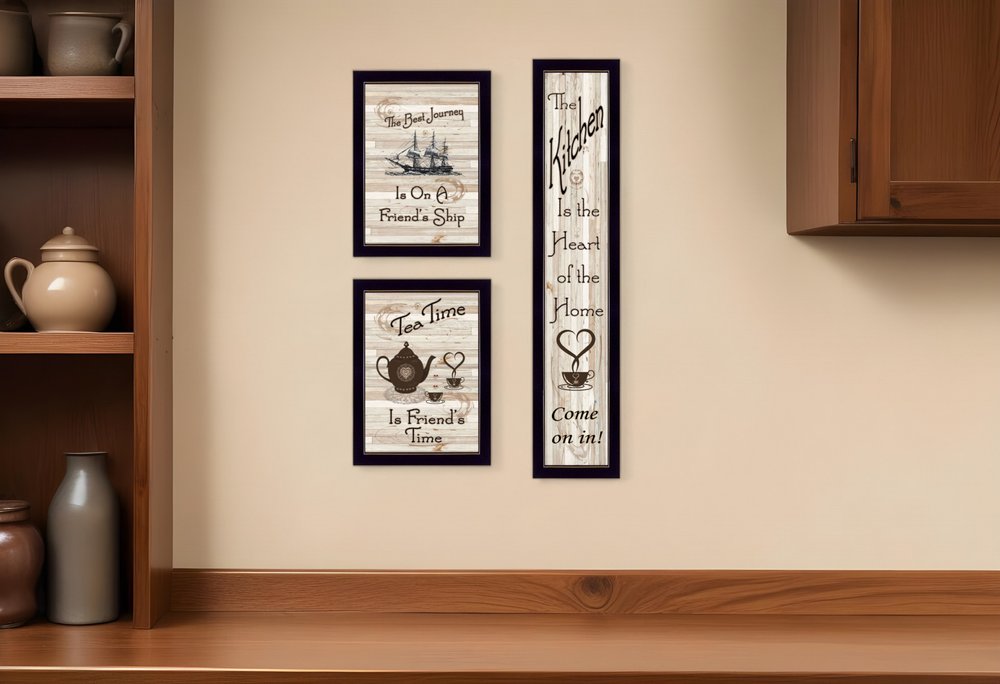 Set Of Three The Kitchen Collection II 2 Black Framed Print Kitchen
