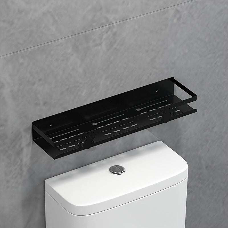 NoDrill Black Bathroom Storage Rack  SpaceSaving Iron Organizer