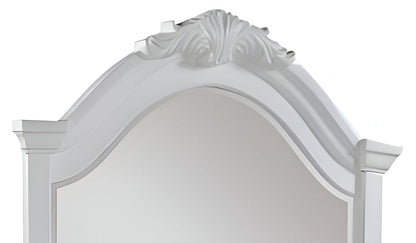43" White Crowned Top Wood Framed Mounted Dresser Mirror