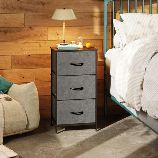 Dresser with 3 Drawers, Fabric Nightstand, Organizer Unit, Storage