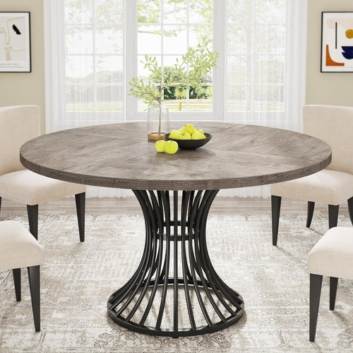 round Dining Table for 4-6 People, 47-Inch Farmhouse Dinning Room