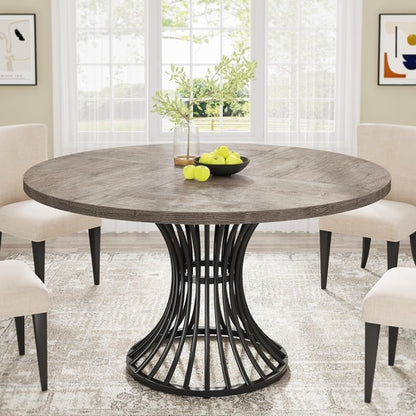 round Dining Table for 4-6 People, 47-Inch Farmhouse Dinning Room