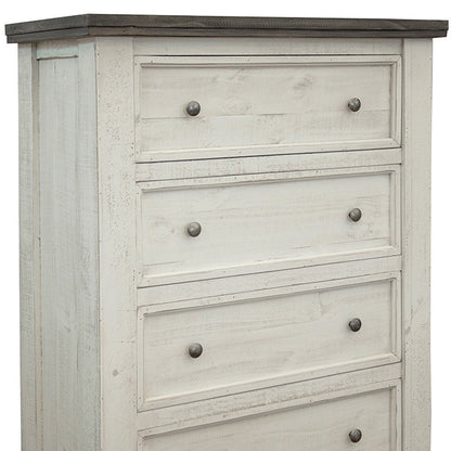39" Gray and Ivory Solid Wood Four Drawer Chest